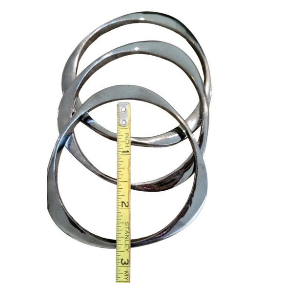 Cookie Lee Geometric Gunmetal set of 3 Bangle Bracelets Signed - Picture 7 of 7